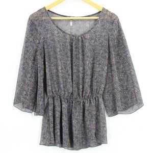 Mitto To The World Blouse Top Women's Casual Gray 3/4 Sleeve Size Small S